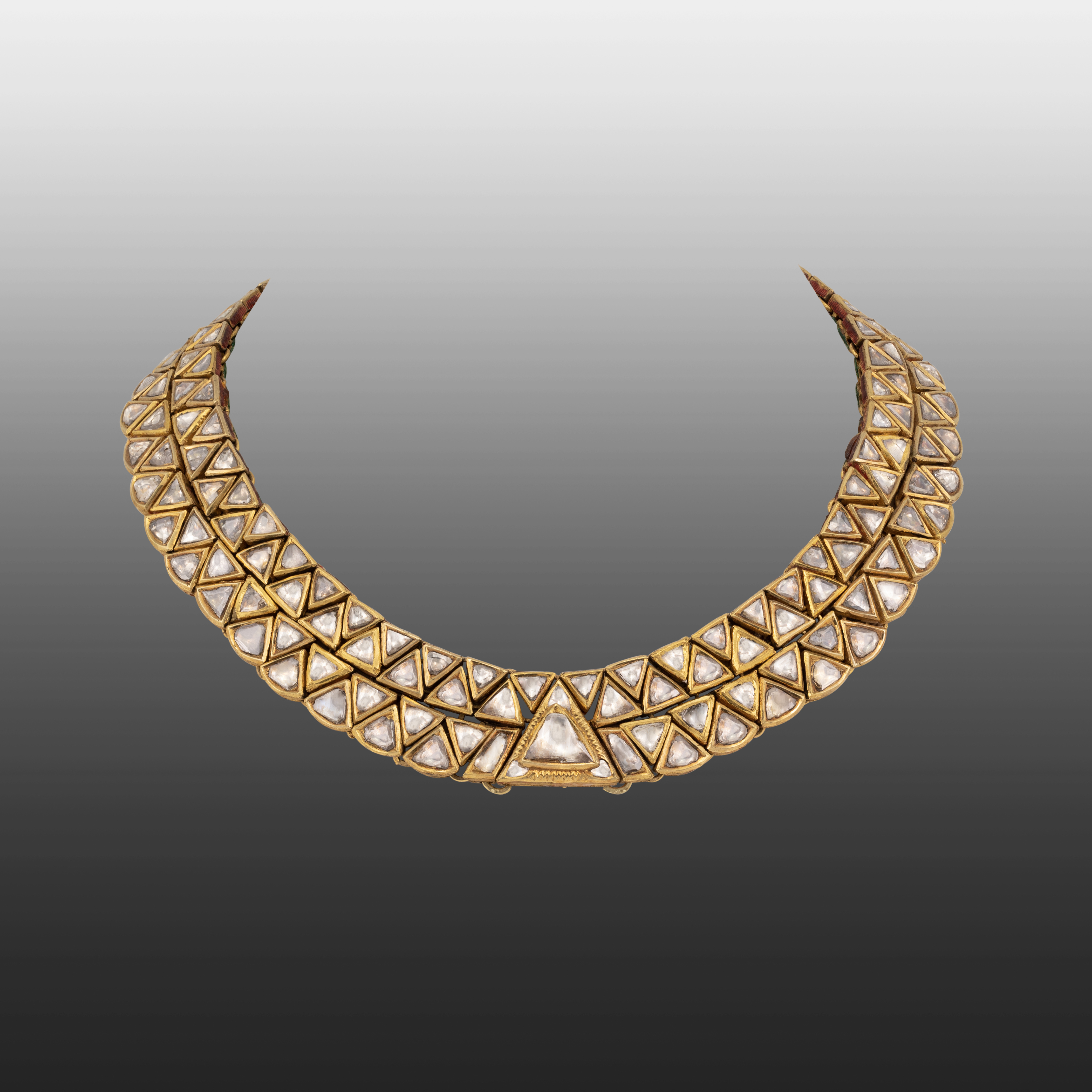 Polki Necklace with Triangular Gold Framework